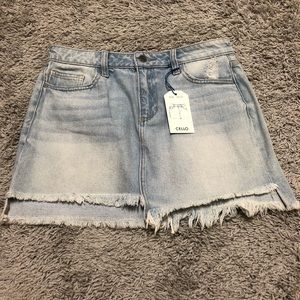 NEW Cello Light Wash Distressed Mini Jean Skirt
